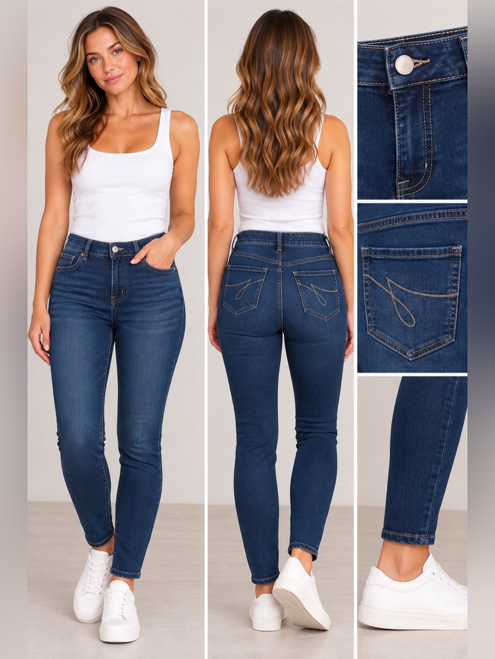 Jordache Mid-Rise Indigo Dark Wash Blue Skinny Jeans Size 12 Stretch Casual